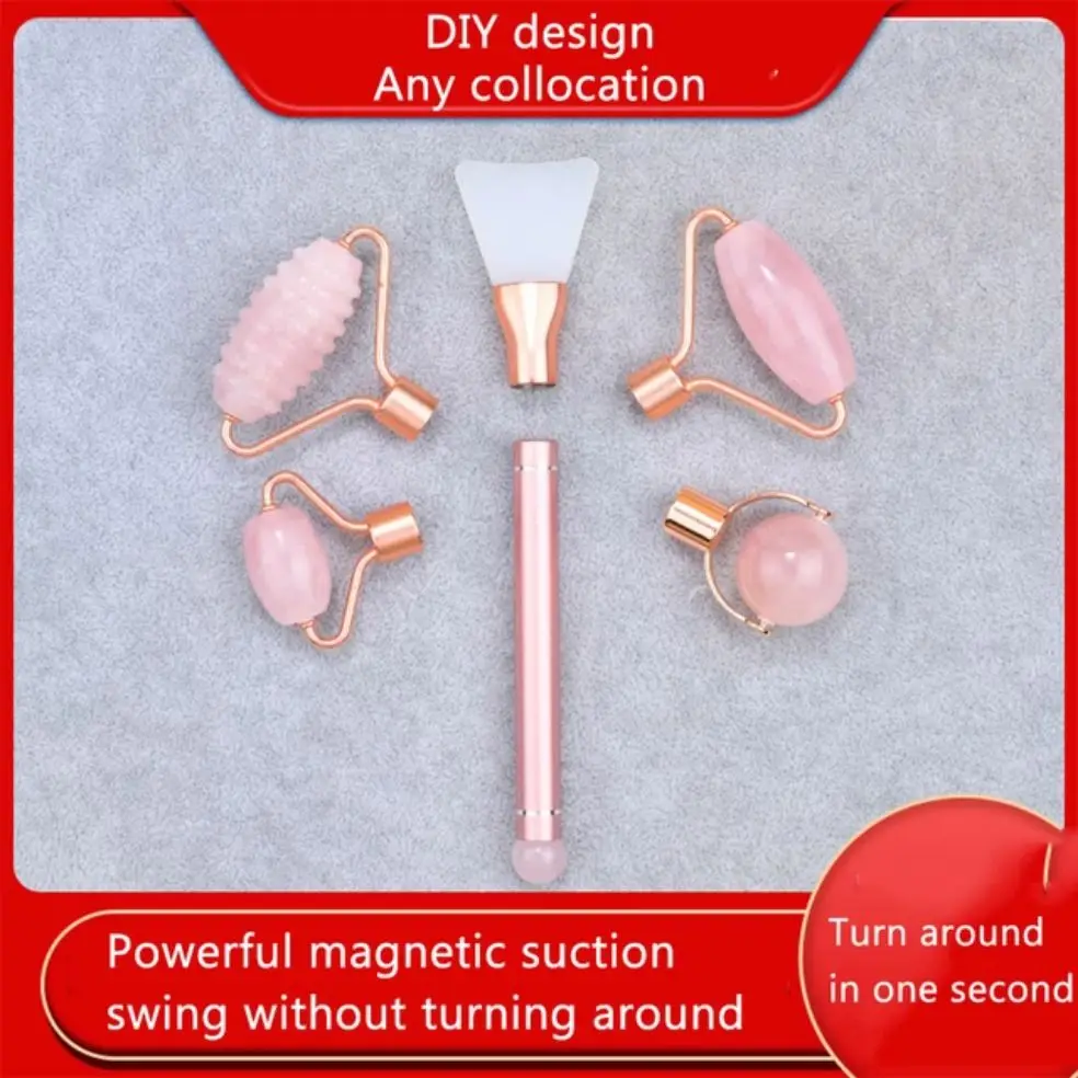 

Massager For Face Lift Up Jade Stone Roller Rose Quartz Natural Crystal Stone Slimming Thin Chin Facial Skin Care