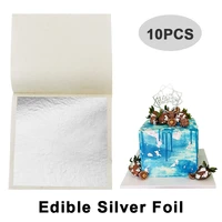 10pcs 99 99 edible silver leaf real silver foil sheet for food decoration diy cake painting crafts nails decoration