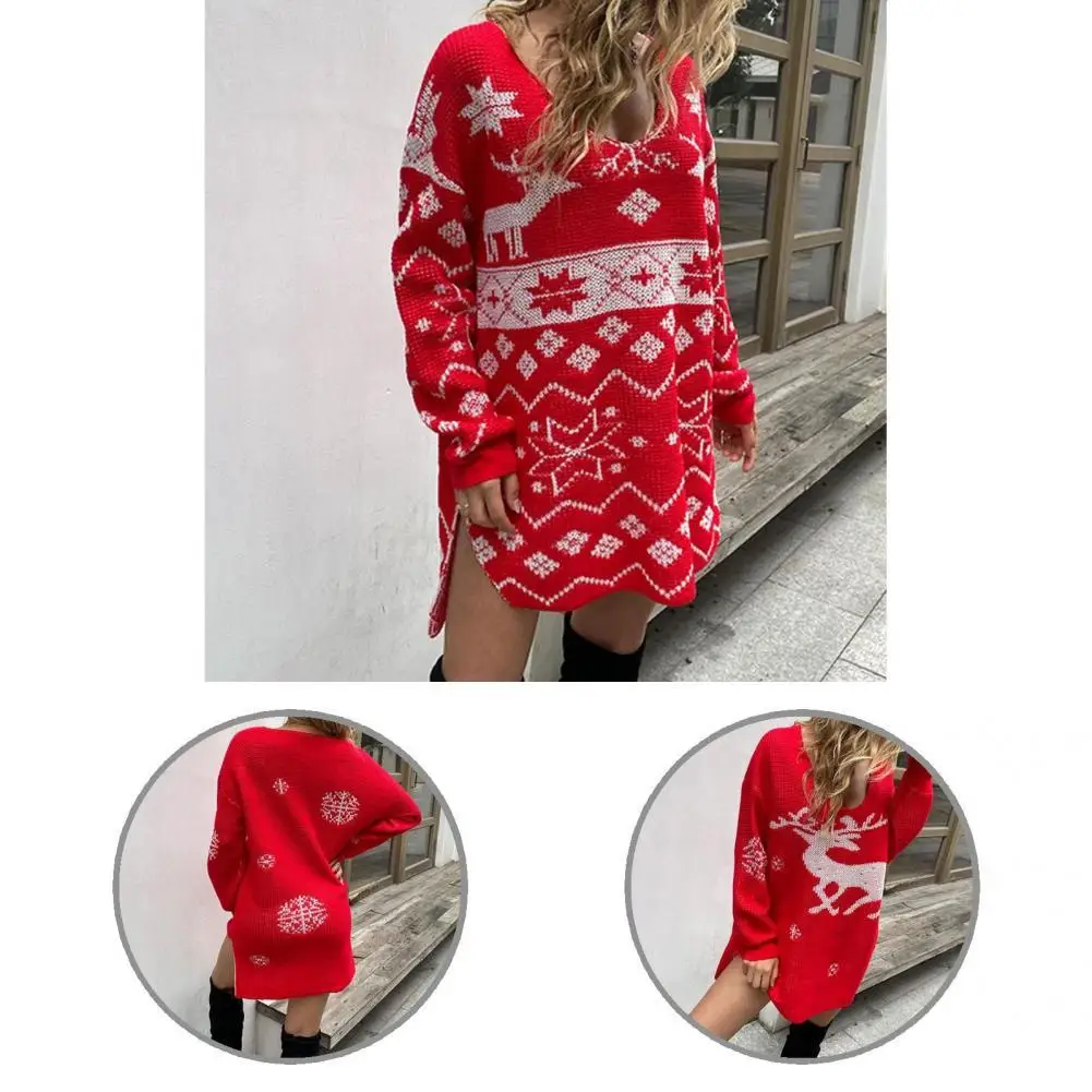 

Gorgeous Autumn Dress Oversized Stretch Anti-shrink Elk New Year Dress
