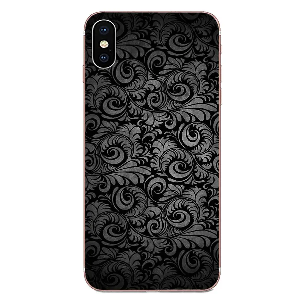 For LG K50 Q6 Q7 Q8 Q60 X Power 2 3 Nexus 5 5X V10 V20 V30 V40 Q Stylus Soft TPU Fashion Case Cover Dark Flower Texture Pattern | Мобильные