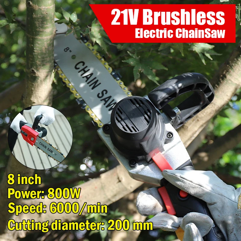 

21V Brushless Chainsaw Electric Mini Cordless Wood Cutters Garden Logging Power Tools Wood Tools Rechargeable For Makita Battery