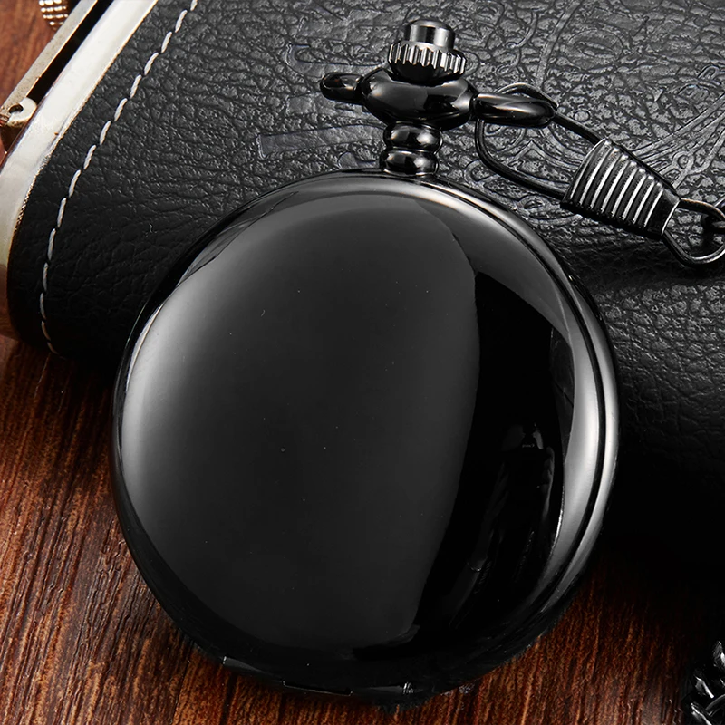 Luxury Gold Dial Black Mechanical Pocket Watch Skeleton Pendant Fob Chain Reloj for Men Antique Bronze Steampunk Montre de poche