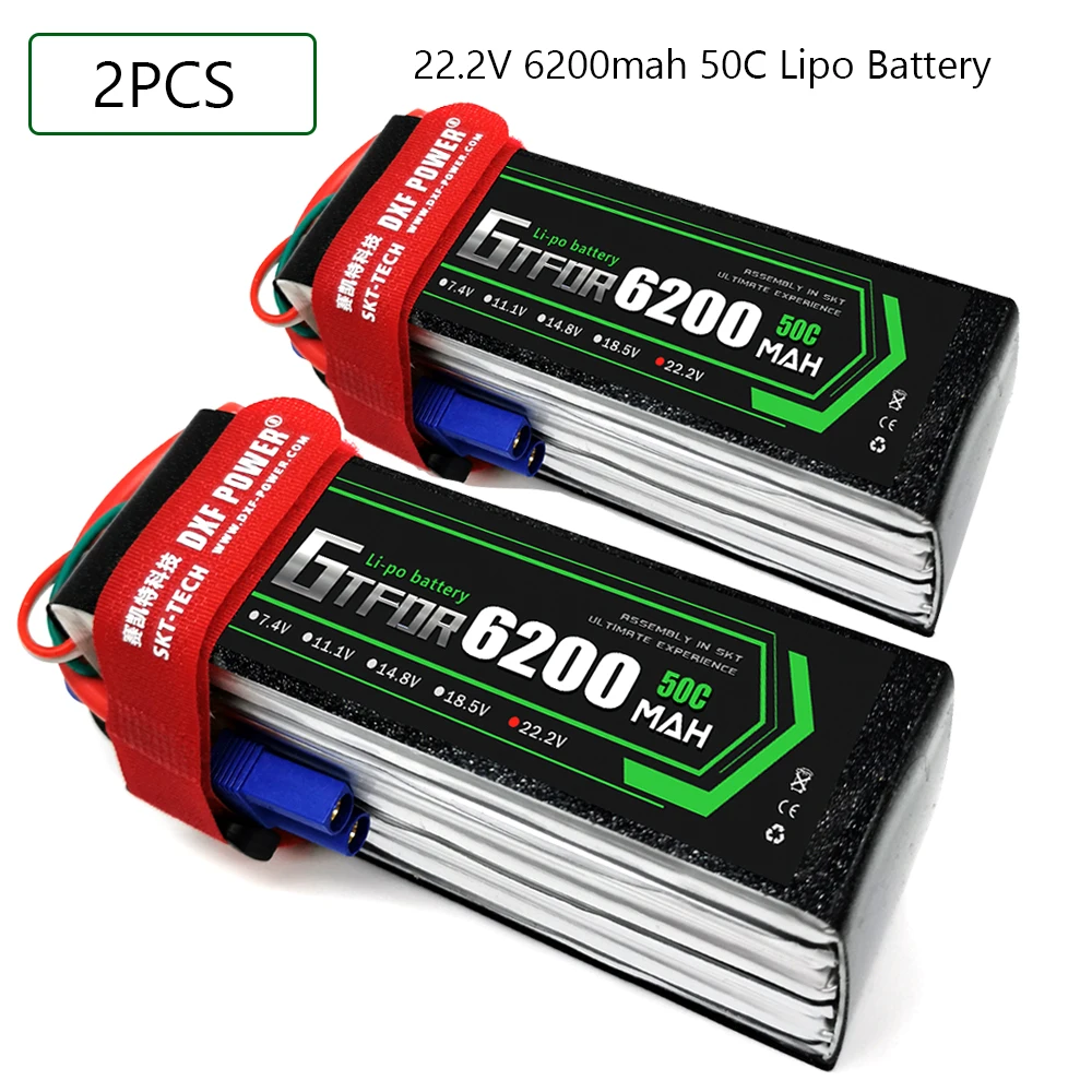 

GTFDR Lipo battery 22.2V 6200MAH 50C-100C AKKU 6S LiPo Battery Deans For truck fpv drone Rc Helicopter Boat 1/8 off road car