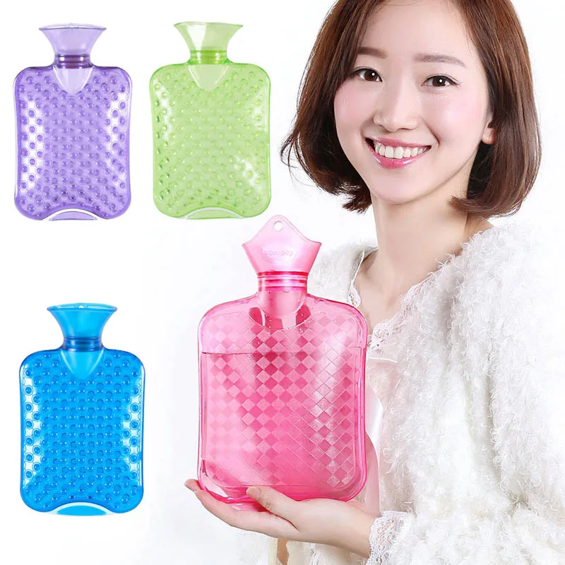 1000 мл заполненный водой из прозрачного ПВХ горячей воды мешок бутылки зимой для