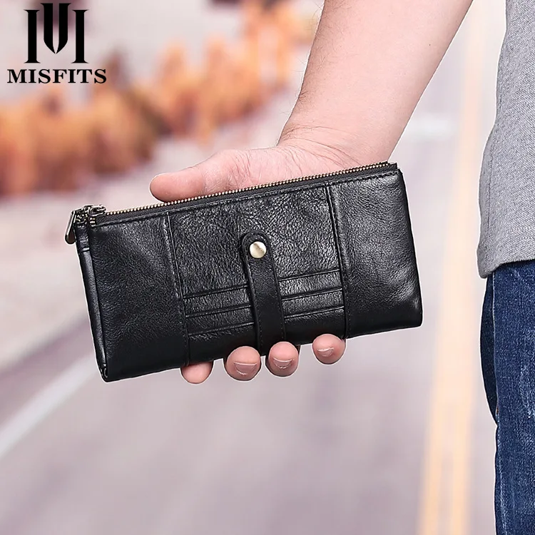 Genuine Leather Men's Long Wallet Fashion Clutch Bag Large Capacity Retro Card Bag Men's Gift