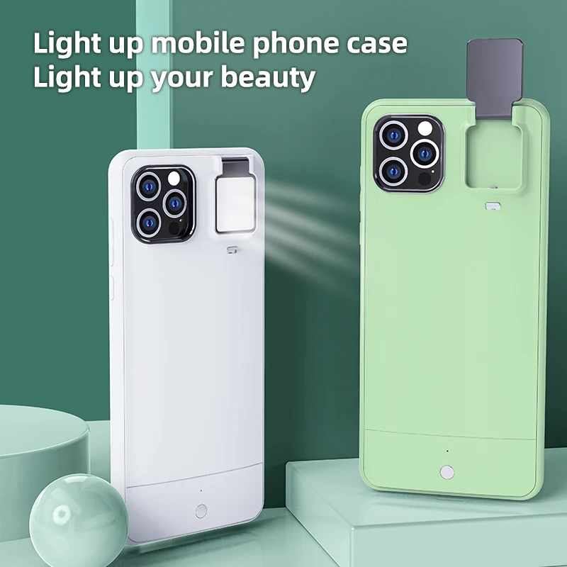 portable selfie light phone case for iphone 12 11 pro max 12 case with led camera fill light up women luxury accessories photos free global shipping