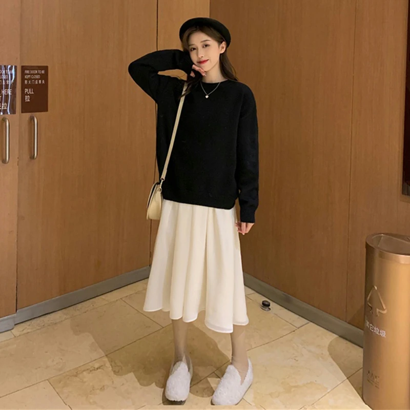 Ezgaga Sweet Bow Ribbon Sweater Women Long Sleeve Outwear Backless 2021 Autumn Loose Elegant Knitted Pullover Girl Jumper Chic | Женская