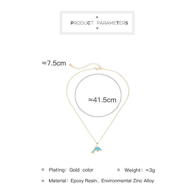 Женский кулон в виде дельфина из голубой смолы пляжном стиле золотистого