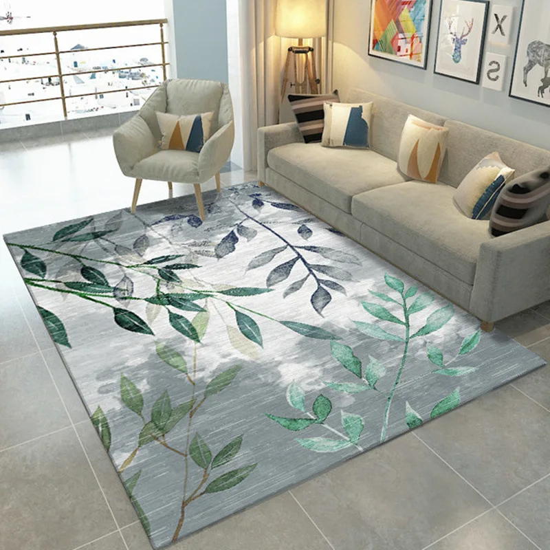 Nordic Minimalist Plant Print Art Carpet For Living Room Bedroom Anti-Slip Floor Mat Fashion Kitchen Area Rugs |