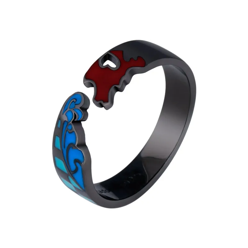 Аниме демон убийца: Kimetsu no Yaiba Kamado Tanjirou Косплей S925 Серебряное кольцо на палец для мужчин и женщин регулируемое ювелирное изделие подарок на день рождения