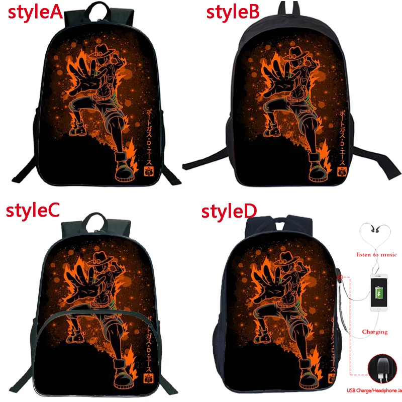 

ONE PIECE Backpacks Mochila Luffy Zoro Multifunction USB Charge Headphone Jack School Bags for Teenagers Daily Laptop Backpack