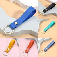 8 colors unisex pu leather keychain key strap small keyrings fashion business gift car waist wallet men women
