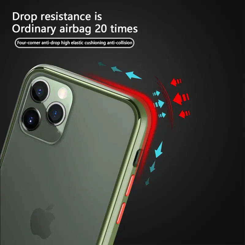 Для iPhone 11 Pro Max 6 6s 7 8 Plus X Xs Max чехол для телефона силиконовый край и твердая задняя крышка прозрачный противоударный скраб корпус
