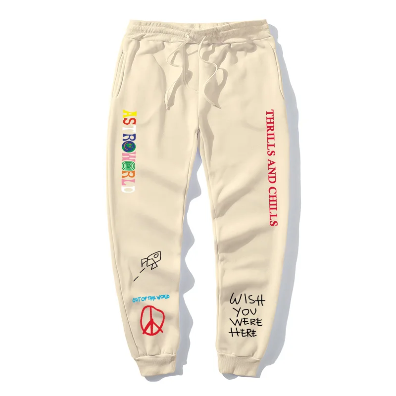 

2021 high-quality fleece trousers TRAVIS SCOTT ASTROWORLD letter print ladies men's jogging pants hip-hop streetwear track pants