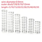 Пружина сжатия из нержавеющей стали, 10 шт.лот, 0,9 мм, внешний диаметр 6-12 мм, длина 10-50 мм