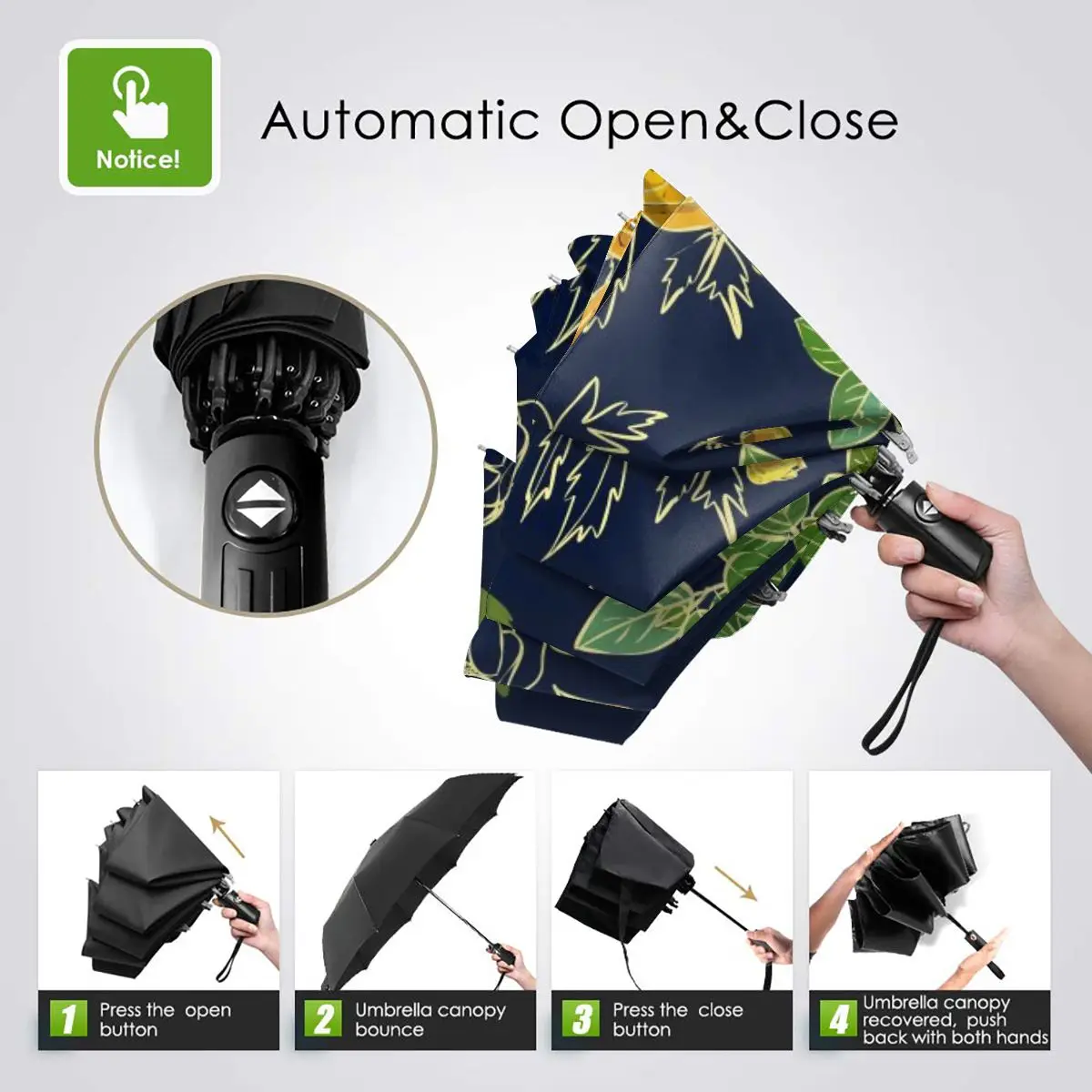 Economici Botanica Fiori E Foglie Antivento Automatico Pieghevole Invertito Ombrello Portatile Paraguas Per Uomo Donna