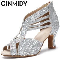 cinmidy new hot selling women latin dance shoes tango salsa ballroom professional dance boots for women wedding heels 5cm 10cm