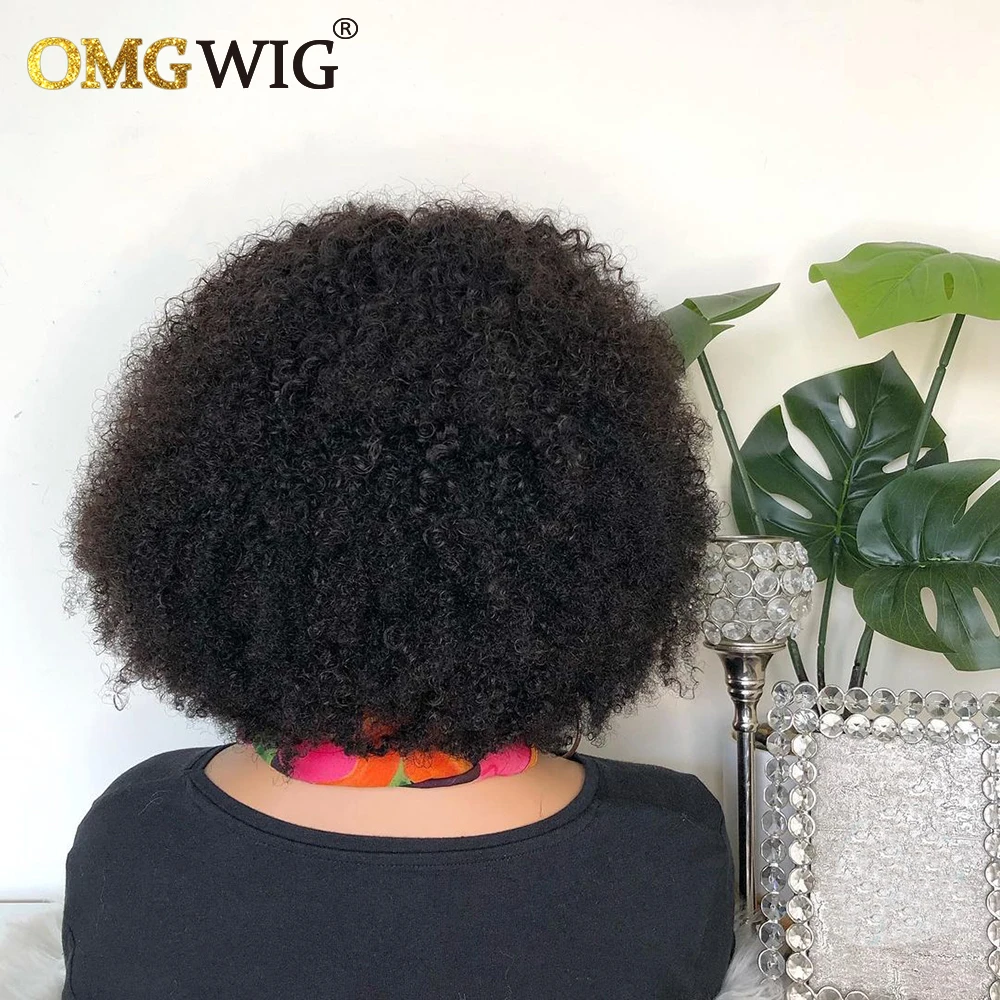 Афро кудрявые вьющиеся человеческие волосы парики для чернокожих женщин