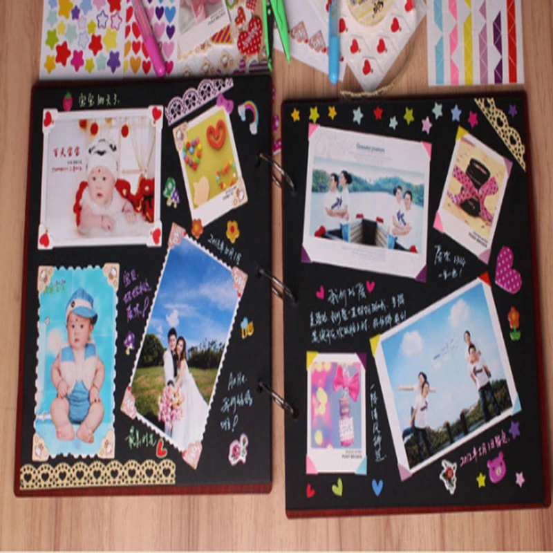 Creative 6 inch love wood album retro handmade album wedding youth album graduation photo album
