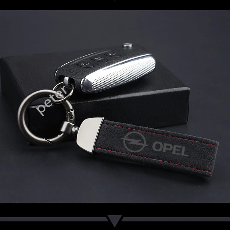 

2021 for opel insignia astra j h k corsa opel car accessories new Suede leather car styling keychain 4s shop gift car logo key