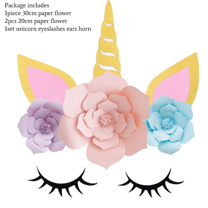 Unicorn Flower Set Вечерние украшения в виде единорога 3D большие воздушные шары из фольги в виде животного для девочек на день рождения вечерние украшения - Цвет: Unicorn Flower Set