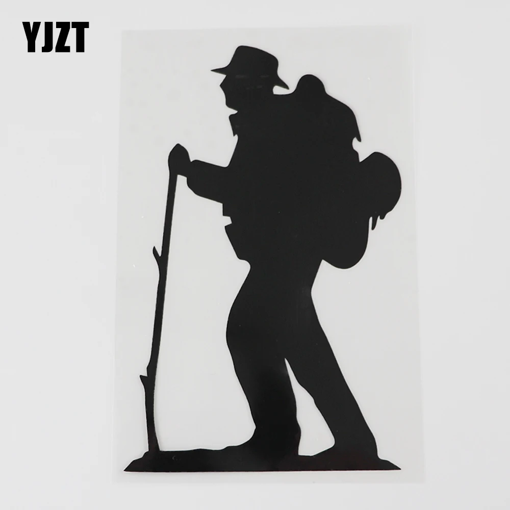 

YJZT 9.9CMX15.3CM Mountain Hiking Adventure Climbing Vinyl Car Sticker Black/Silver 8A-1019