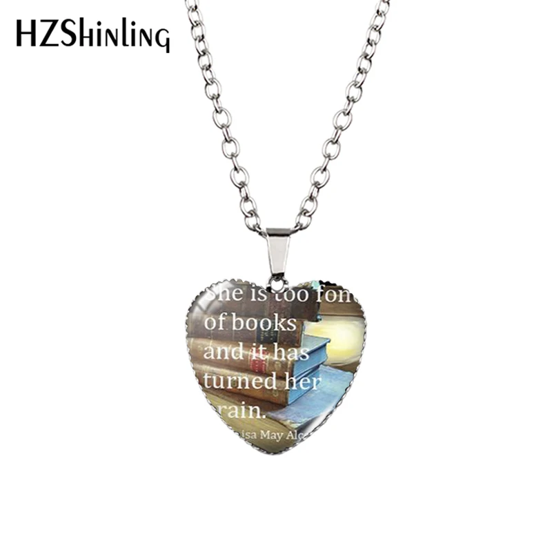 Новое ожерелье в виде сердца так много книг мало времени подвеска Книга с цитатой