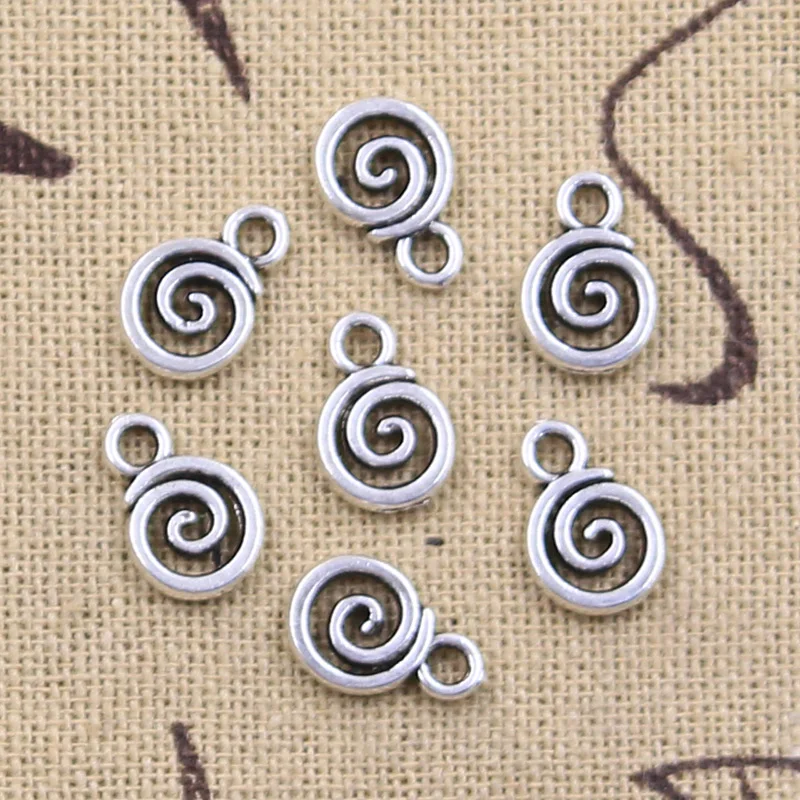 30pcs Charms Spiral Screw Helix Spire Volution 12x8mm Antique Silver Color Pendants Making DIY Handmade Tibetan Finding Jewelry - купить по