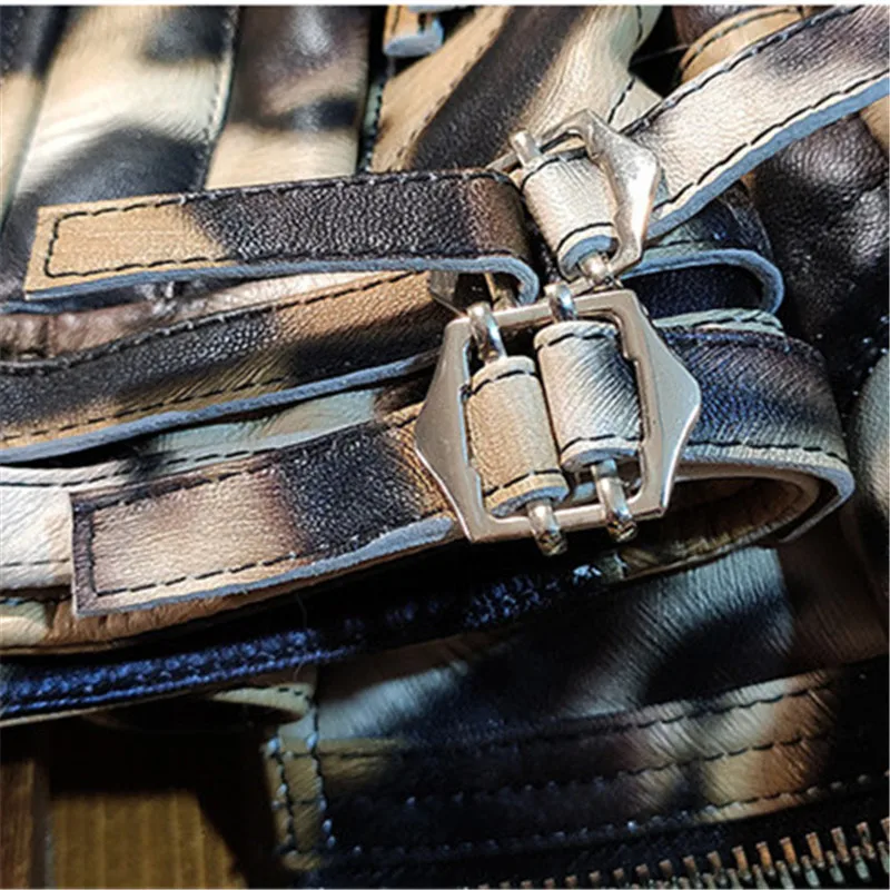 Genuine Leather Jacket Women Sexy Leopard Sheepskin Jacket Large Raccoon Fur Collar Real Fur Coat Women