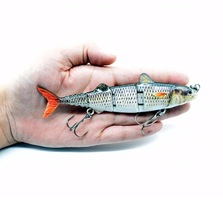 6 дюймовая 4 секционная плавающая приманка для ловли тунца с двумя крючками яркая