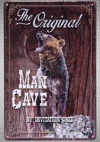 1 pc man cave invitation only room garage bear tin plate sign wall plaques cave decoration dropshipping metal poster