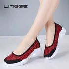 LINGGEОсенняя женская обувь на плоской подошве; Повседневная дышащая обувь без шнуровки; Женские кроссовки; Модные лоферы на плоской подошве для мамы; Размеры 35-42