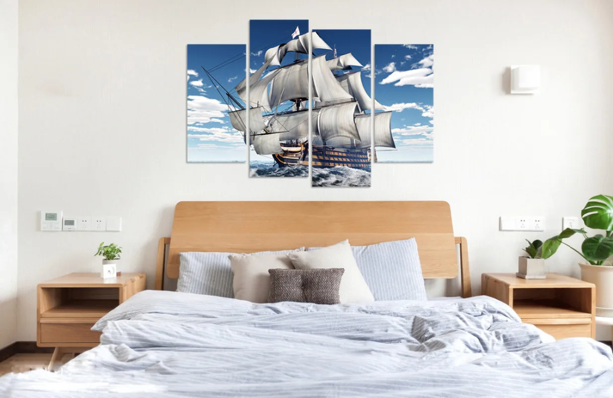 Огромная постер лодка настенная Картина на холсте 4 шт. красивое небо домашний