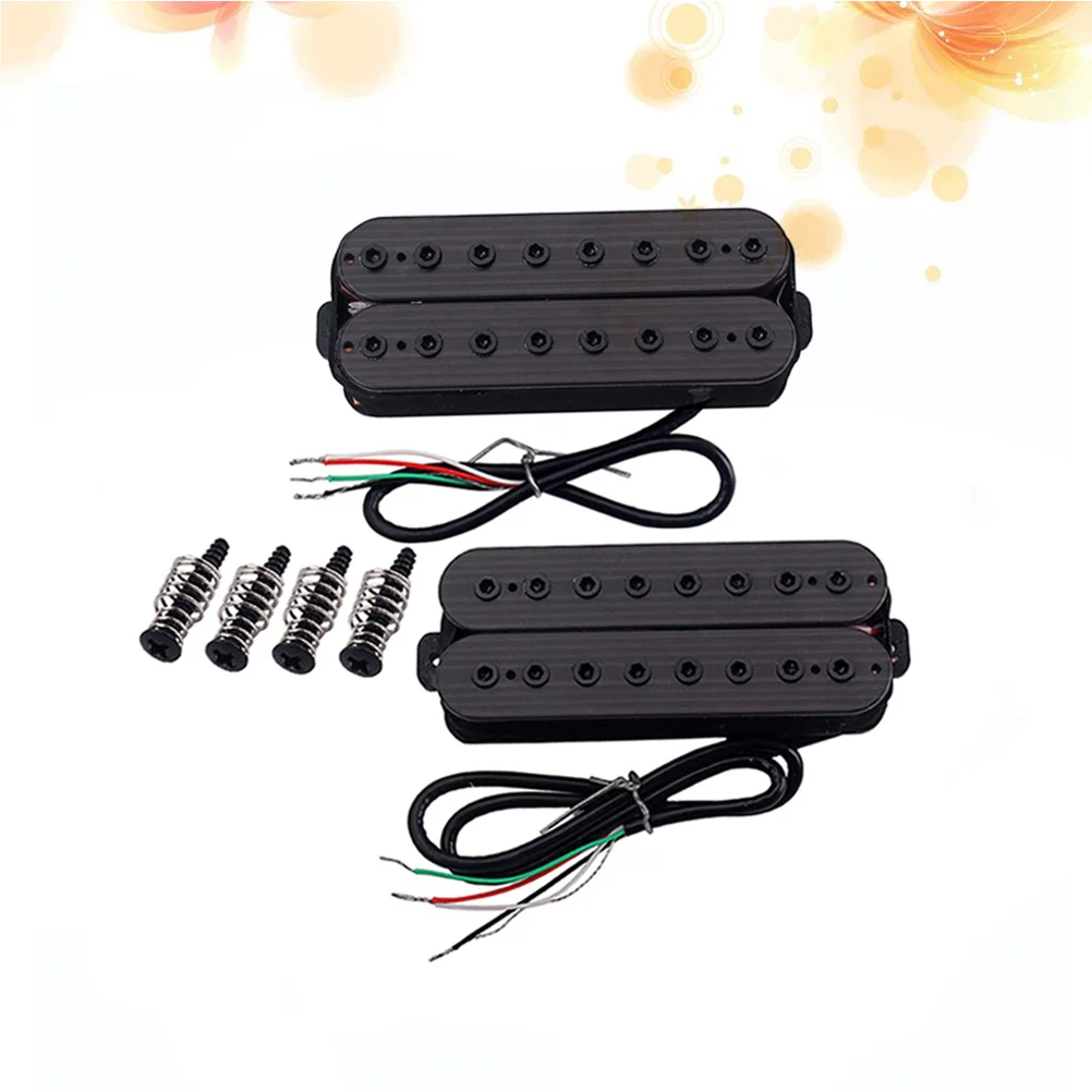 

2pcs GME04 8 String Wood Color Humbucker Pickup Double Coil Electric Guitar Pickup Hexagon Nut Iron Core for Guitar (Black)