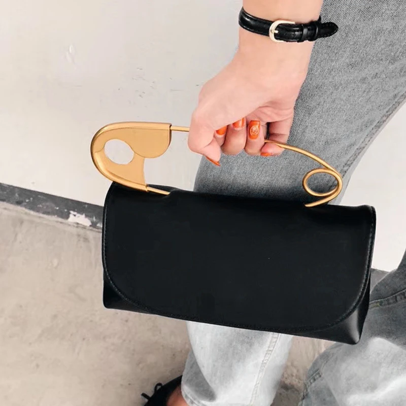 Large Pin Soft Handbag Korean Small Square Shoulder Messenger Bag Ladies Personality Chic Purse Fashion | Багаж и сумки
