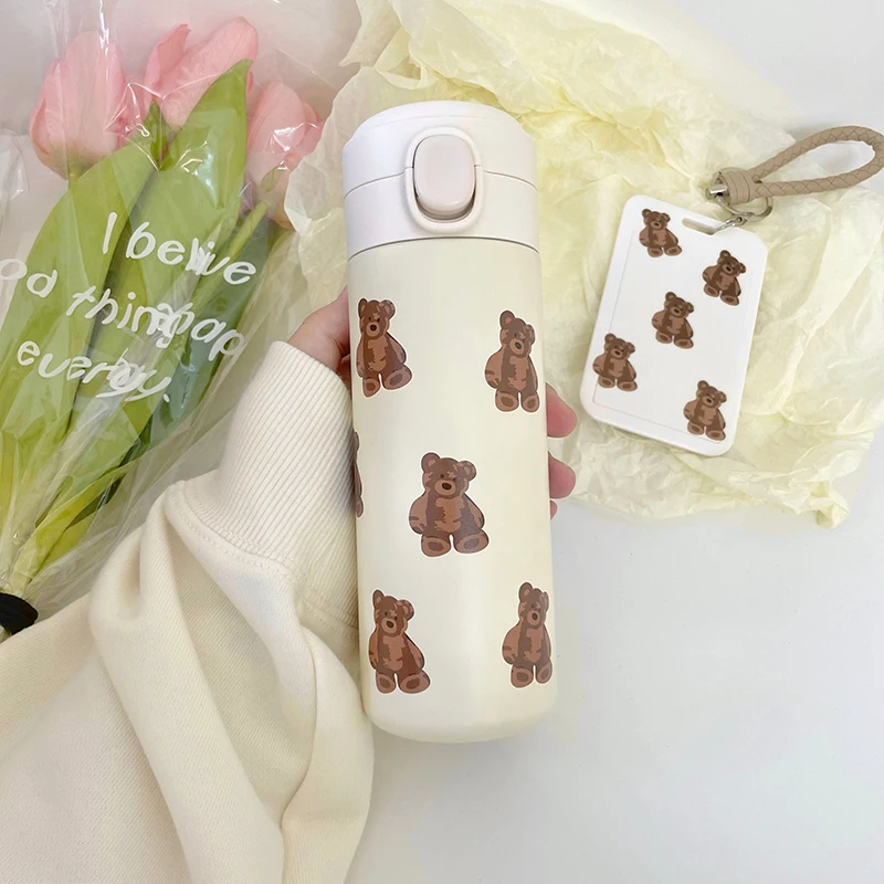 320/420 мл Kawaii Korea Bear бутылка для воды из нержавеющей стали изолированный