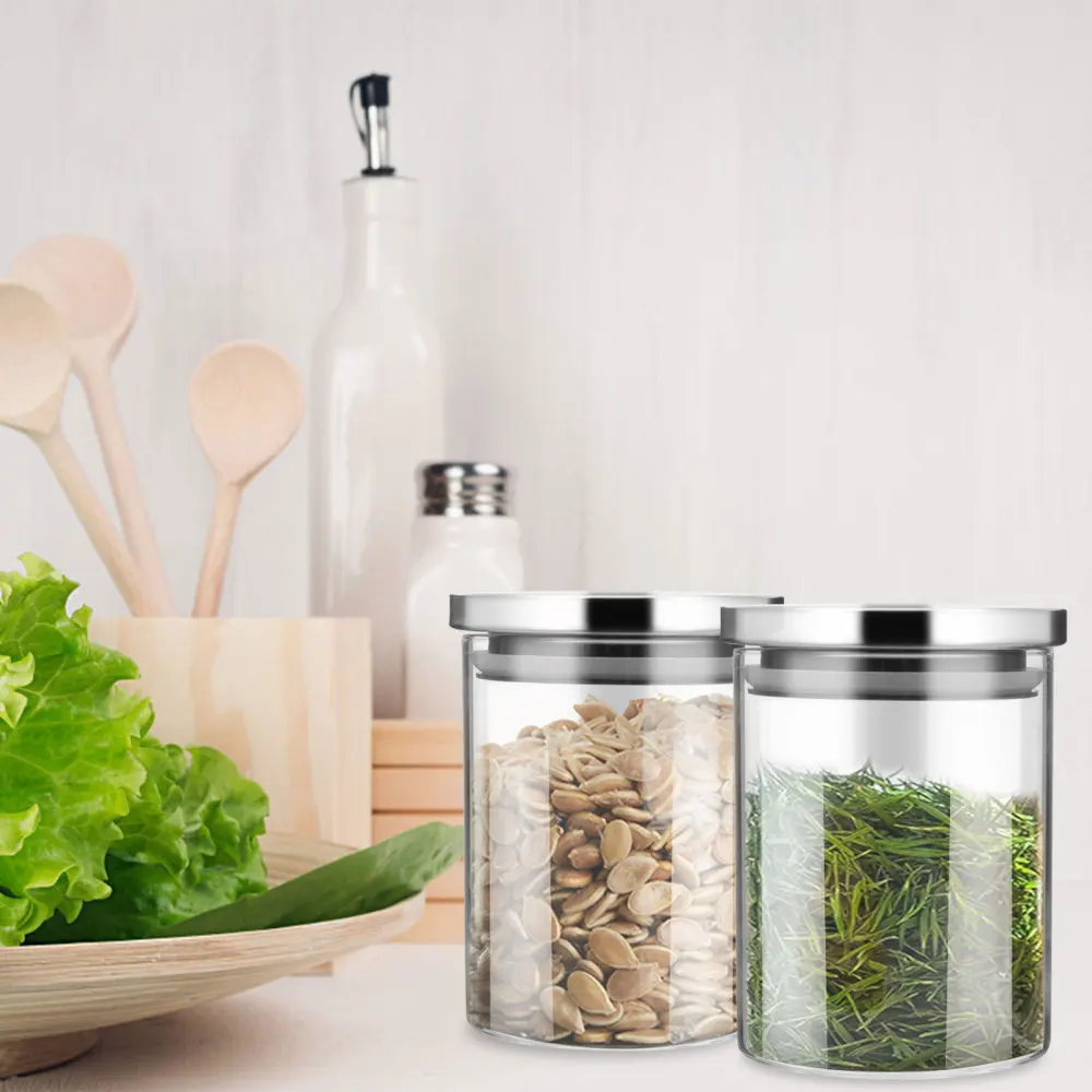 

1 Pc Storage Jars Glass Grain Jars Tea Leaf Storage Container for Home Kitchen