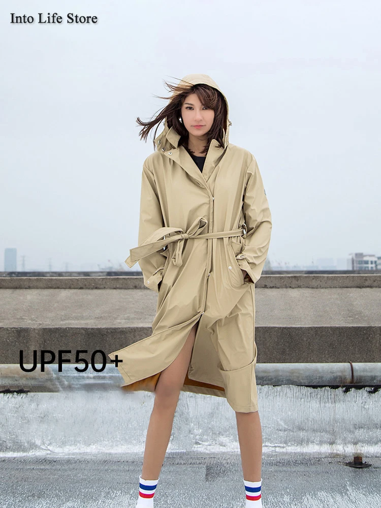 

Black Long Raincoat Woman Trench Coat Outdoor Hiking Adult Waterproof Rain Poncho Jacket Camping Rainwear Rain Clothing Gift