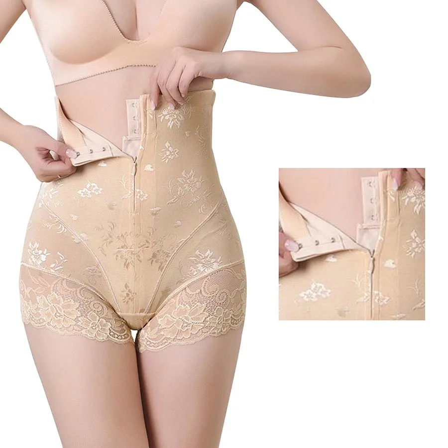 Fashion Women High Waist Trainer Body Zip Shaper Panties Tummy Belly Control Slimming Wholesale Shapewear Girdle Underwear