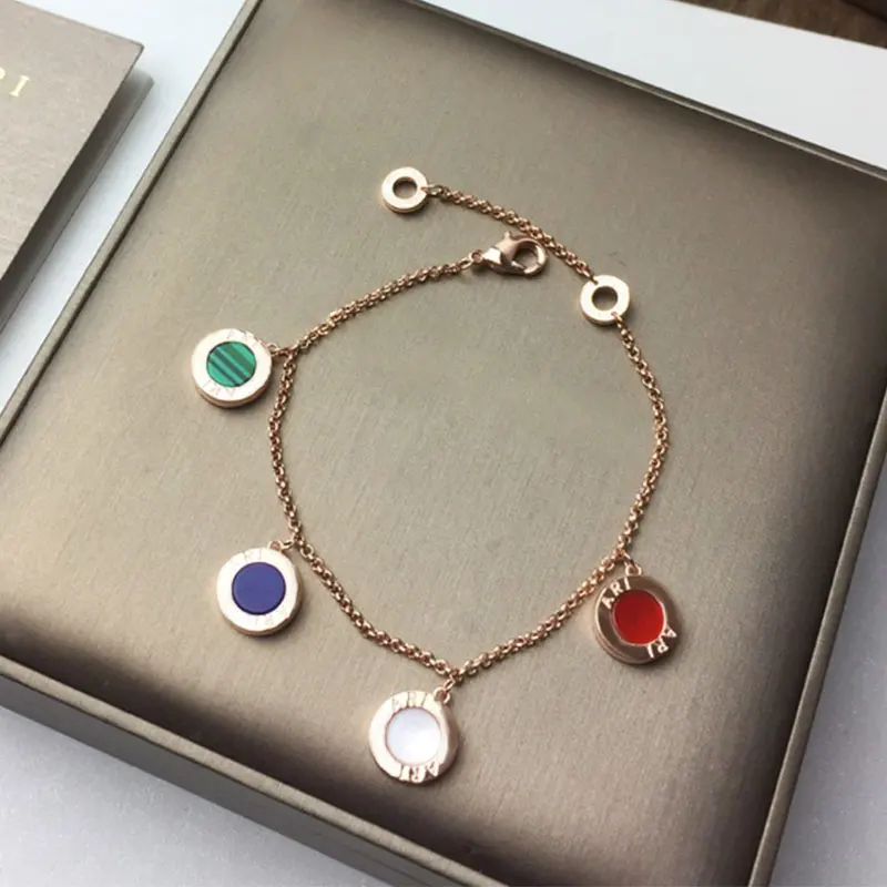 

Top Quality 1:1 LOGO Roman Classic Four Colors Round Brand BVL Bracelet Women's Luxury Jewelry Popular Brand BV Party Gift