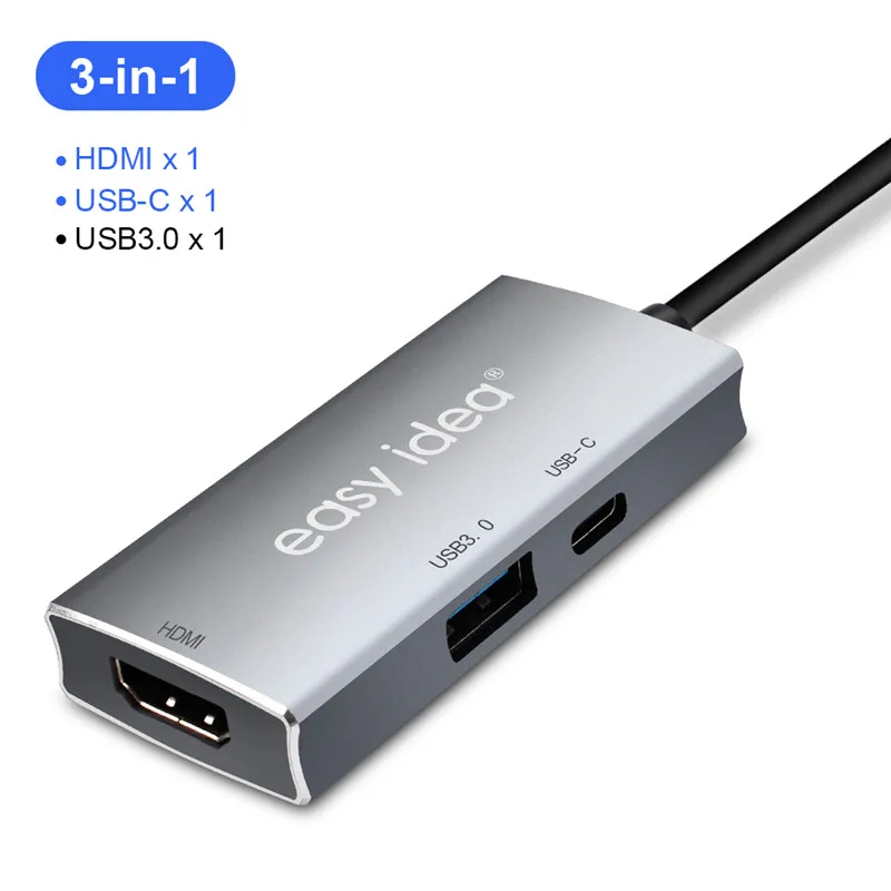 USB C концентратор Мульти USB 3,0 концентратор расширитель Тип C Hab адаптер HDMI VGA порт для MacBook Pro huawei USB сплиттер компьютерные аксессуары - Цвет: 3 In 1