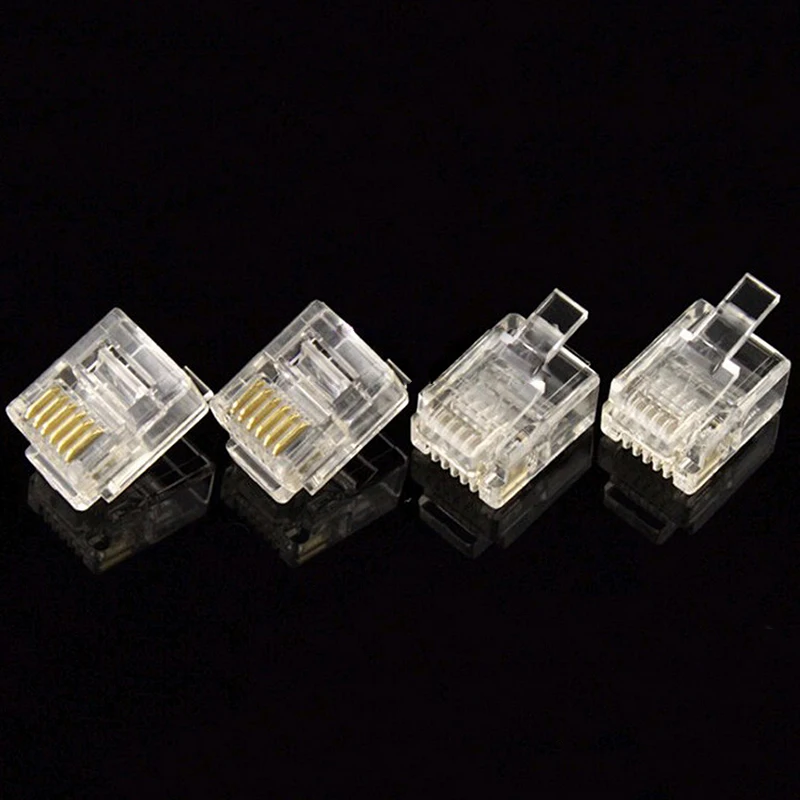 ZLinKJ 100 шт. 6P6C RJ12 кристальная головка модульный разъем позолоченный сетевой для
