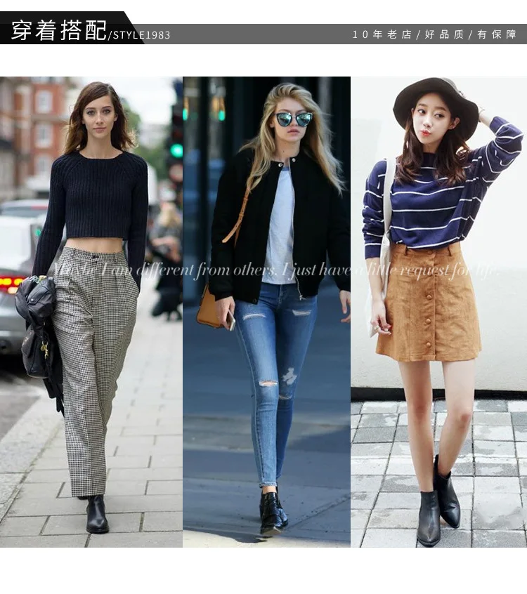 

heel short New bare boots, Chelsea thick pointed women's High Ankle fall winter