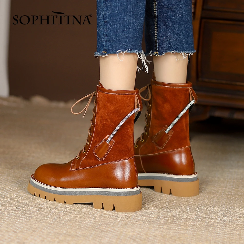 

Ботинки женские из натуральной кожи, на тонком ремешке, с перекрестной шнуровкой, NO051