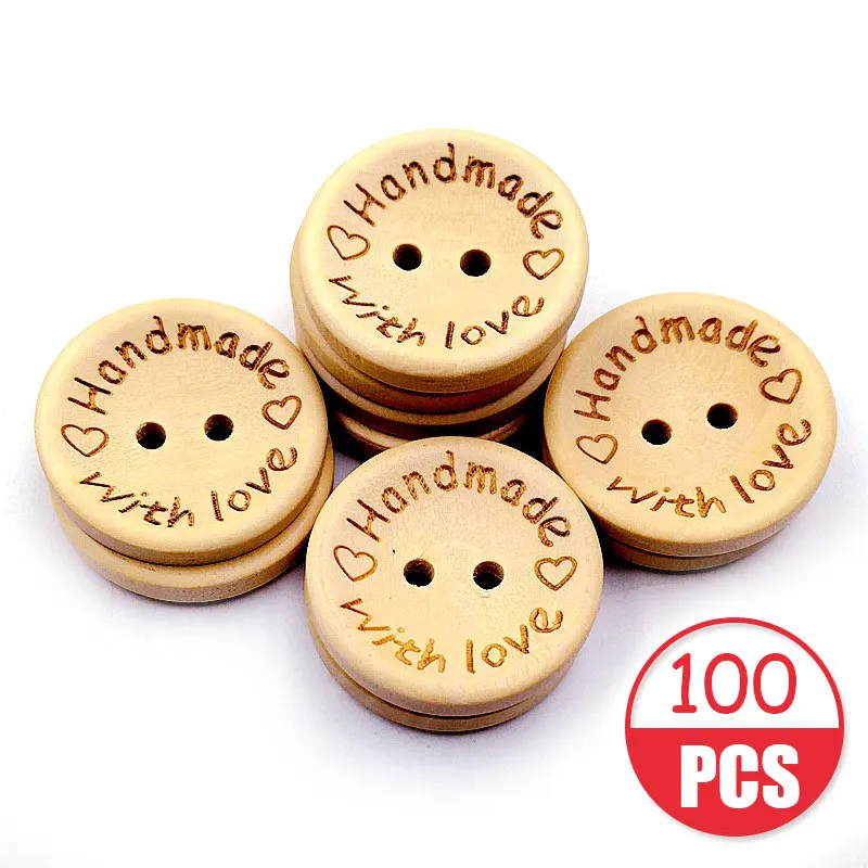 

100 шт., детские деревянные пуговицы для скрапбукинга