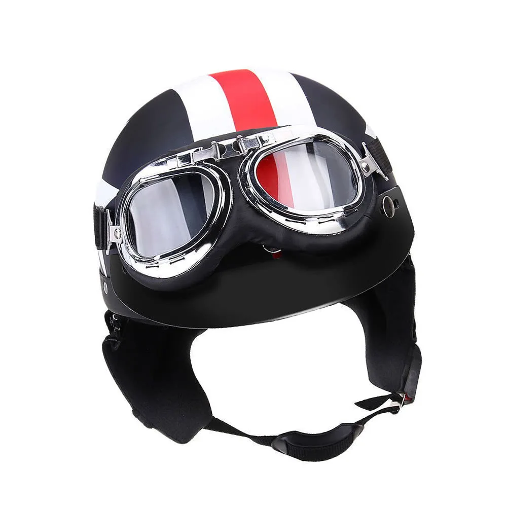 

Half Open Face Motorcycle Helmet With Goggles Visor And Scarf For Scooter Motorcycle Helmet Half Open Face Helmet