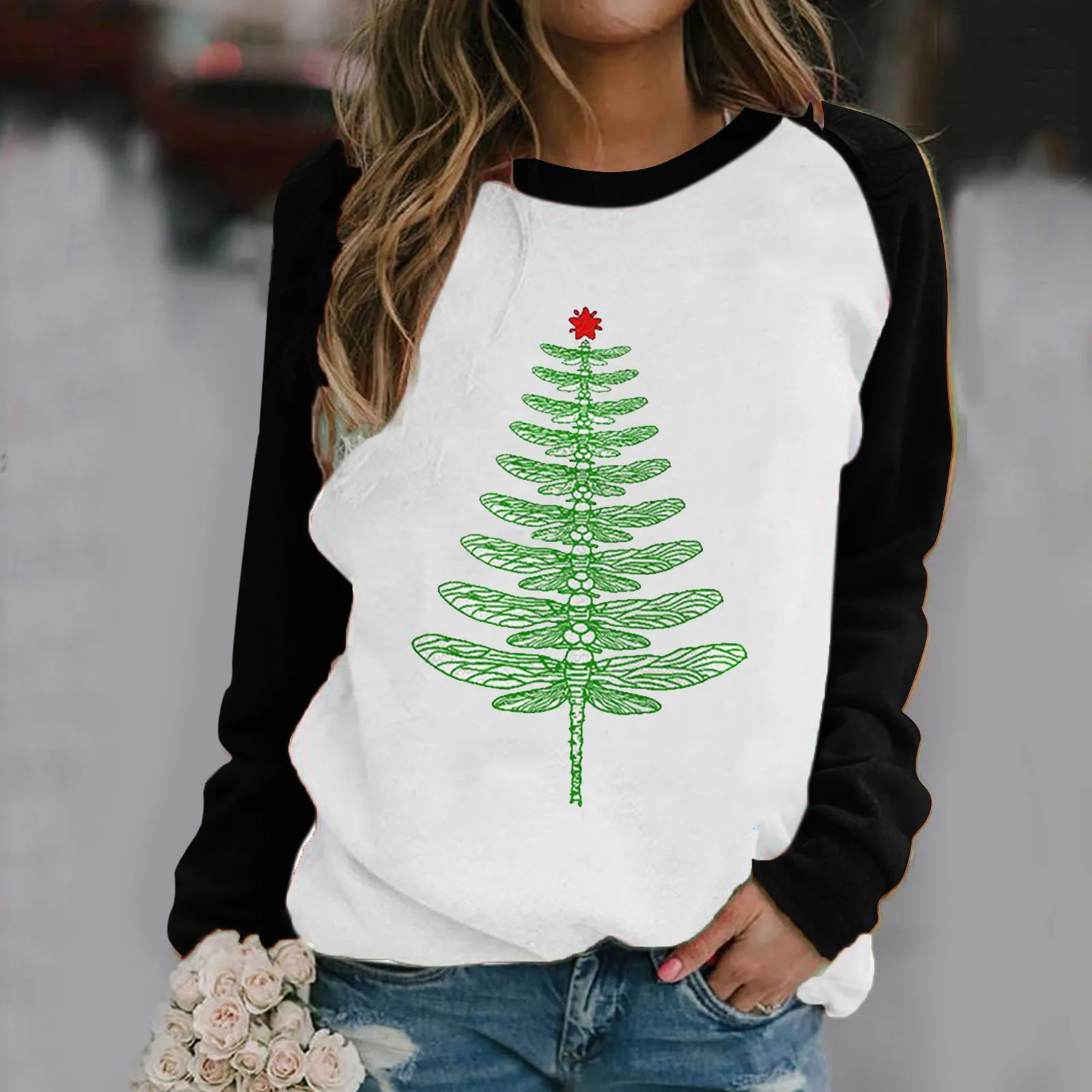 

Women Clothes Vetement Femme 2021 Women's Print O Neck T-shirt Long Sleeve Casual Blouse Top Ropa Mujer #247