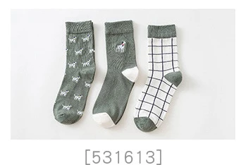 Caramella Men's Crew Socks Cotton Made Animal Jacquard Embroidery Socks Cotton 3 Pairs/Lot - Цвет: 5316131101