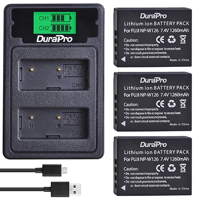 3 Battery Set 2X1260 мА/ч, NP-W126 NP W126 Камера Li-Ion Батарея+ ЖК-дисплей USB Dual Зарядное устройство для цифровой фотокамеры Fuji HS50 HS35 HS33 HS30EXR XA1 XE1 X-Pro1 XM1 X-T10 - Цвет: 3 Battery Set