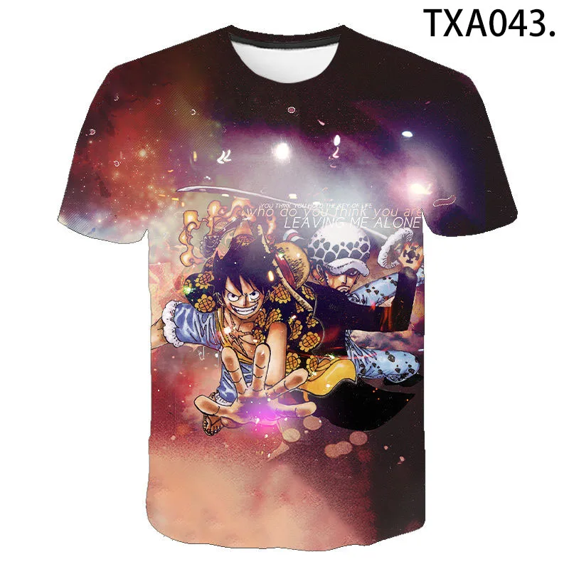 

One piece of anime 2021 summer men's and women's fashion T-shirt 3D printing children's short-sleeved O-neck oversized T-shirt